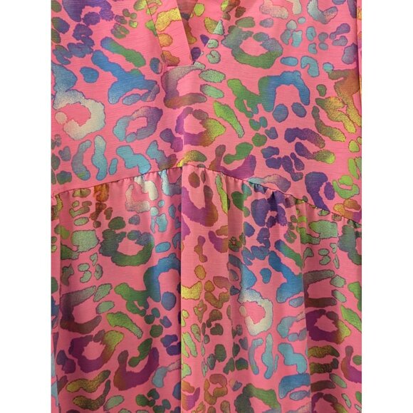Dear Scarlett Colorful Leopard Print 3/4 Sleeve Tunic Top 2X Polyester/Spandex - Picture 2 of 6